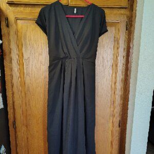Halara Breezeful V Neck Short Sleeve Pocket Tie Back Quick Dry Maxi Dress Sz L